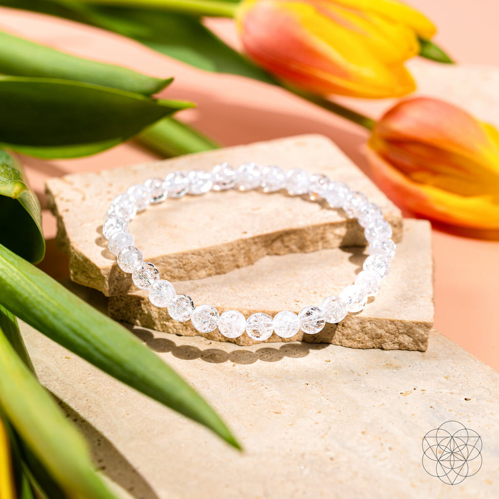 Ice Quartz Crystal Bracelet – 6mm Natural Stone Beads