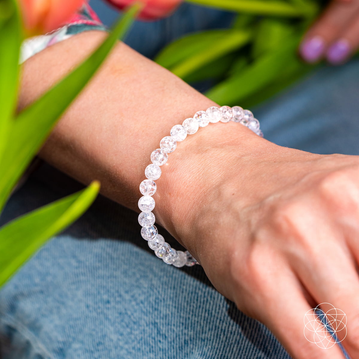 Ice Quartz Crystal Bracelet – 6mm Natural Stone Beads