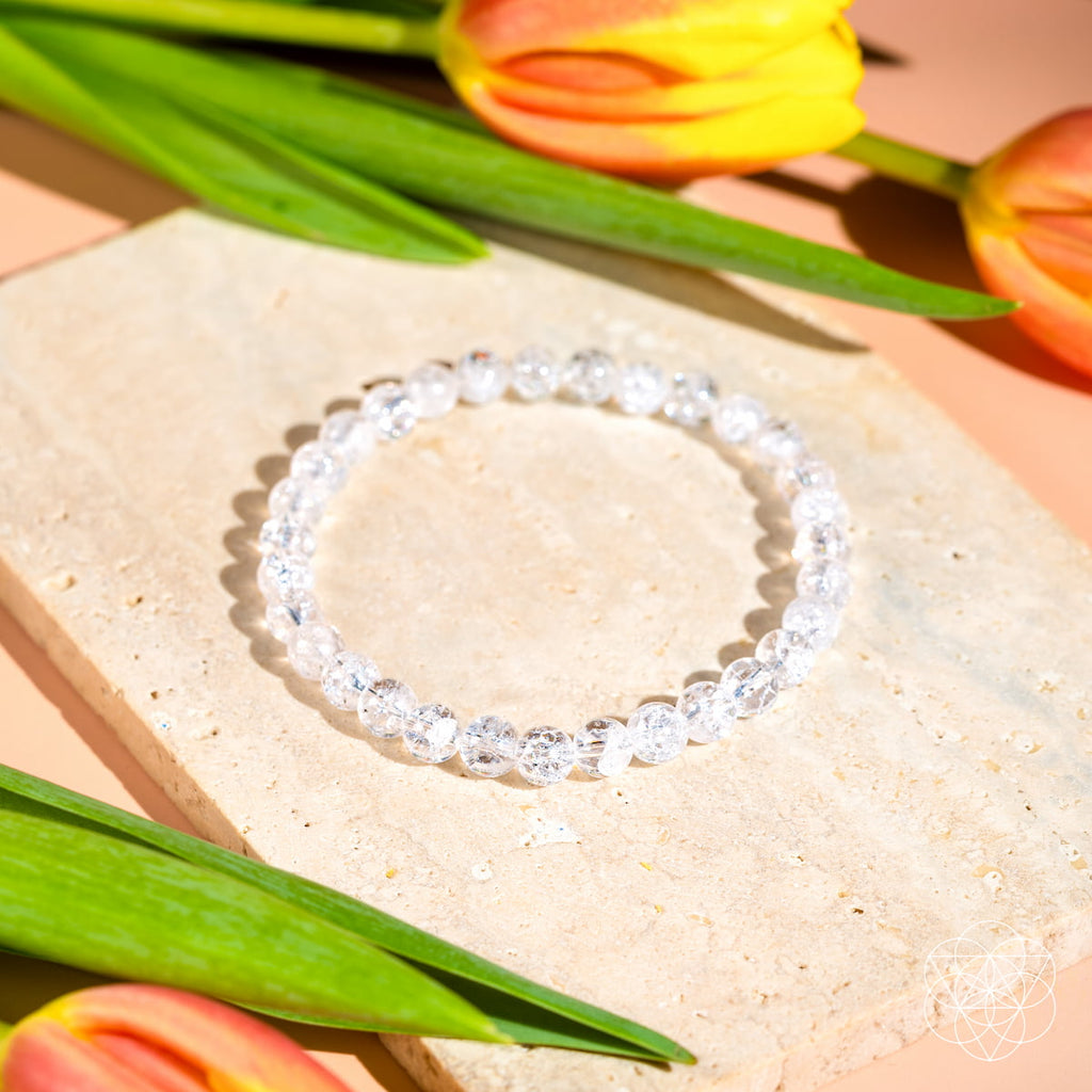 Ice Quartz Crystal Bracelet – 6mm Natural Stone Beads
