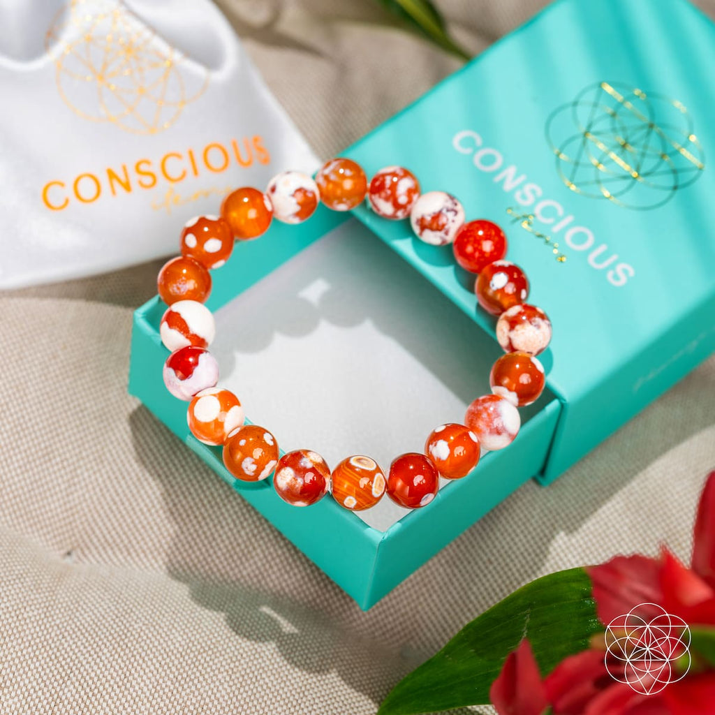 Carnelian & Orca Agate Crystal Bracelet – Natural Stone