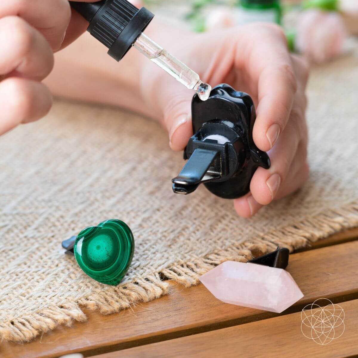 Hamsa Hand of Safe Travels: Aromatherapy Crystal Car Kit