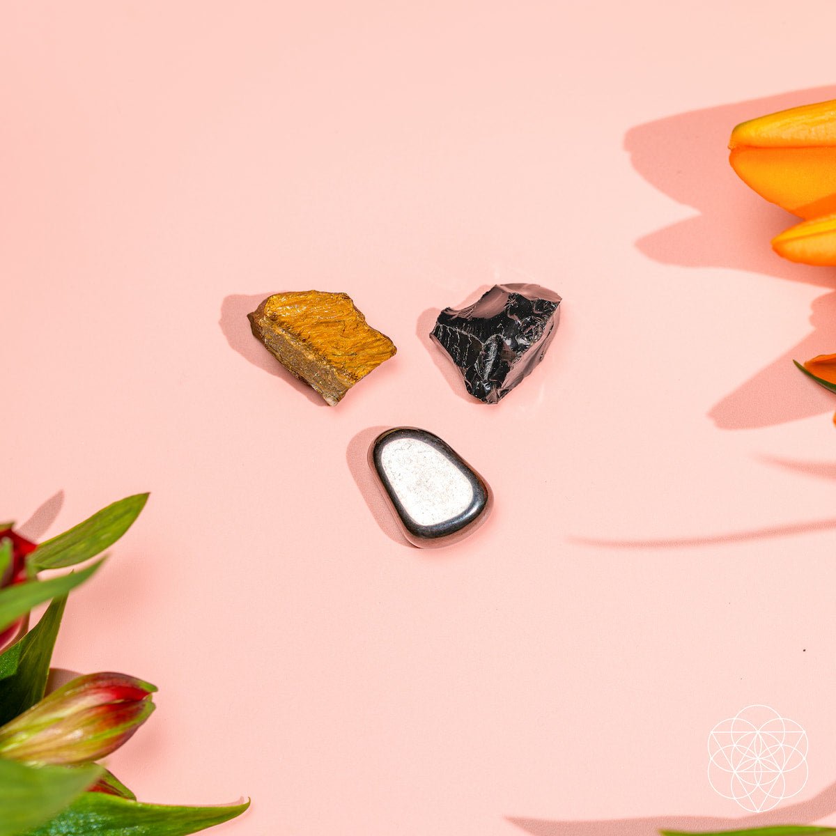 Protection Crystal Trio – Obsidian, Tiger's Eye & Hematite