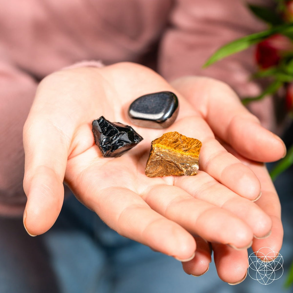 Protection Crystal Trio – Obsidian, Tiger's Eye & Hematite