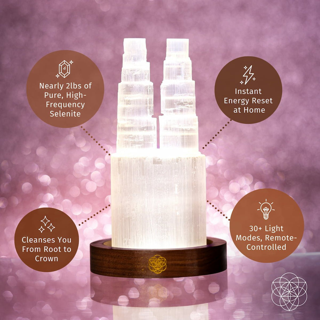 Selenite Lamp – Two-Tower Natural Crystal Night Light