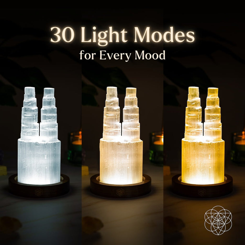 Selenite Lamp – Two-Tower Natural Crystal Night Light
